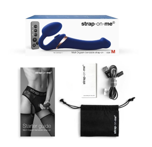 MULTI ORGASM BENDABLE STRAP-ON - XL - NIGHT BLUE