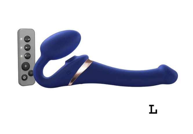 MULTI ORGASM BENDABLE STRAP-ON - L - NIGHT BLUE