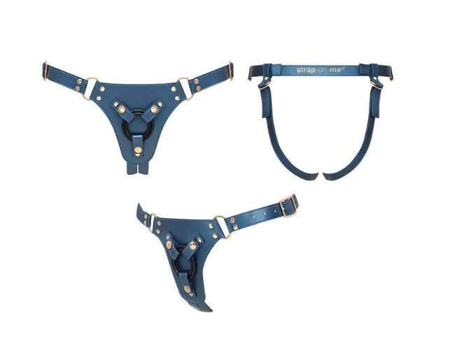 STRAP-ON-ME HARNESS SIMILI GENEROUS - ONE SIZE - BLUE