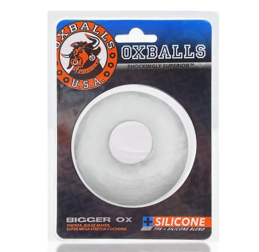 OXBALLS BIGGER OX, thicker bulge maker super mega-stretch cockring - CLEAR ICE