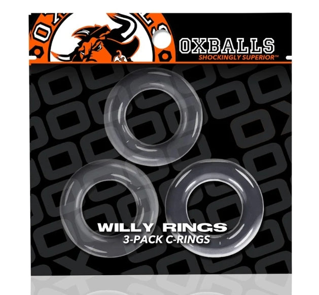 OXBALLS WILLY RINGS, 3-pack cockrings - CLEAR