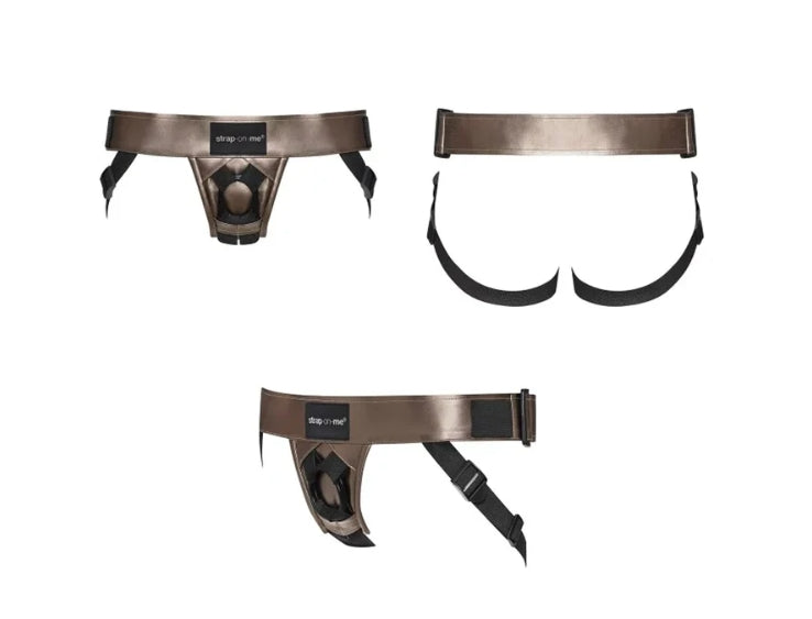 STRAP-ON-ME LEATHERETTE HARNESS CURIOUS - BRONZE