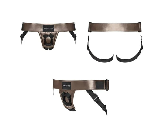 STRAP-ON-ME LEATHERETTE HARNESS CURIOUS - BRONZE