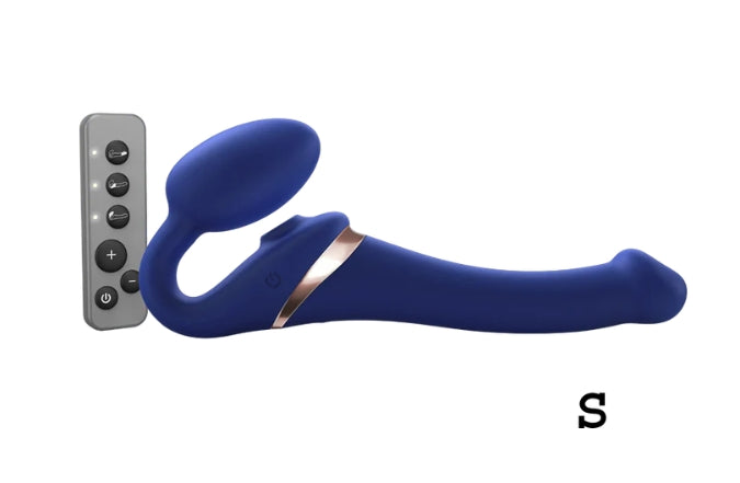 MULTI ORGASM BENDABLE STRAP-ON - S - NIGHT BLUE