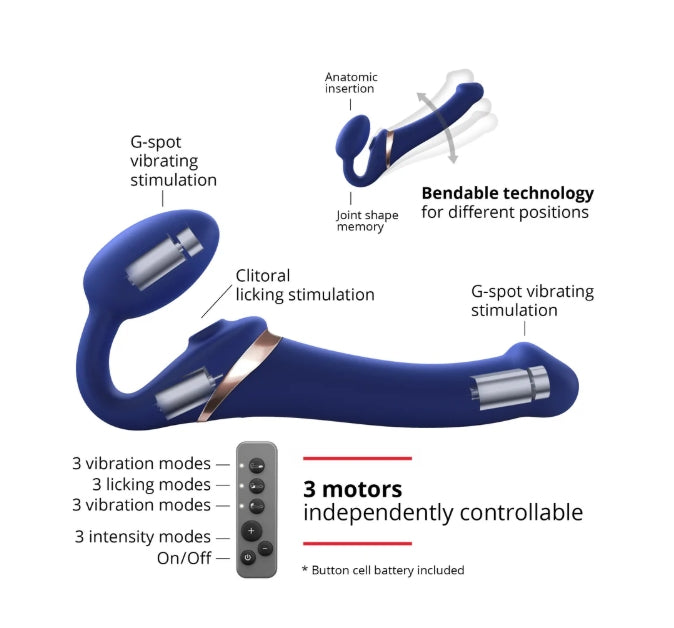 MULTI ORGASM BENDABLE STRAP-ON - XL - NIGHT BLUE