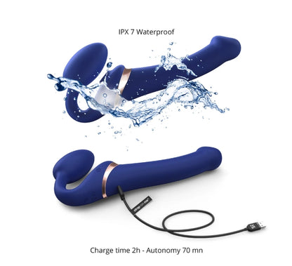 MULTI ORGASM BENDABLE STRAP-ON - XL - NIGHT BLUE