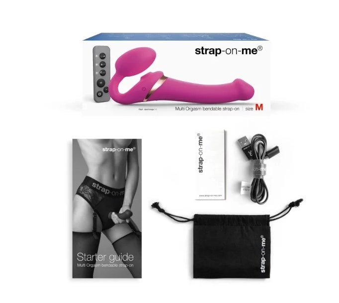 STRAP-ON-ME MULTI ORGASM BENDABLE STRAP-ON - S - FUCHSIA