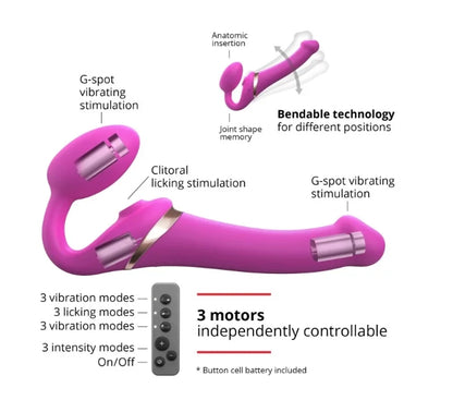 STRAP-ON-ME MULTI ORGASM BENDABLE STRAP-ON - S - FUCHSIA