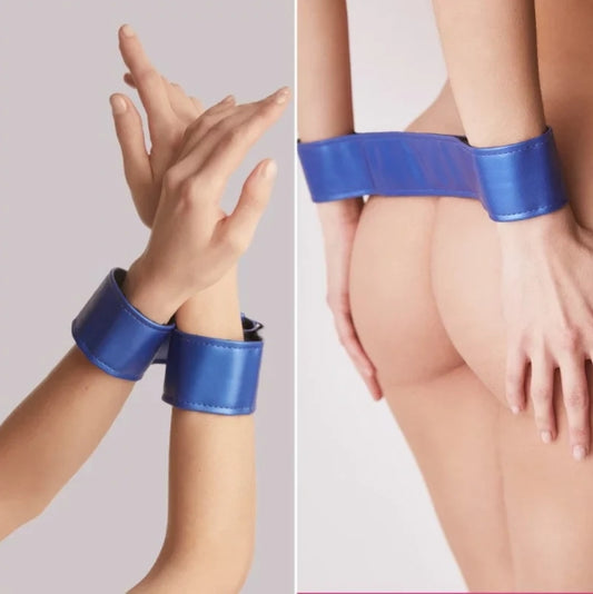 STRAP-ON-ME LEATHERETTE HARNESS CURIOUS - METALLIC BLUE
