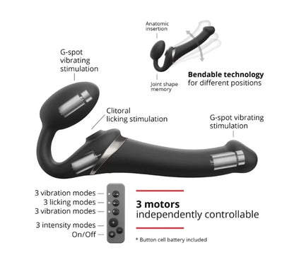 STRAP-ON-ME MULTI ORGASM BENDABLE STRAP-ON - M - BLACK