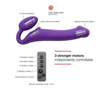 STRAP-ON-ME VIBRATING BENDABLE STRAP-ON - M - PURPLE