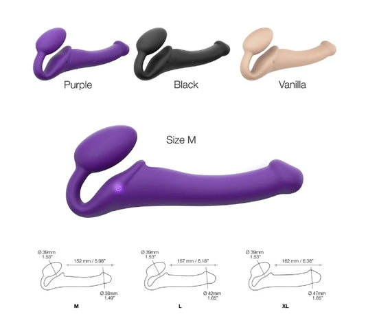 STRAP-ON-ME VIBRATING BENDABLE STRAP-ON - M - PURPLE