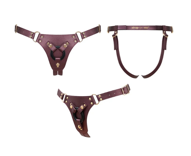 STRAP-ON-ME HARNESS SIMILI GENEROUS - ONE SIZE - AUBERGINE
