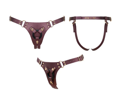 STRAP-ON-ME HARNESS SIMILI GENEROUS - ONE SIZE - AUBERGINE