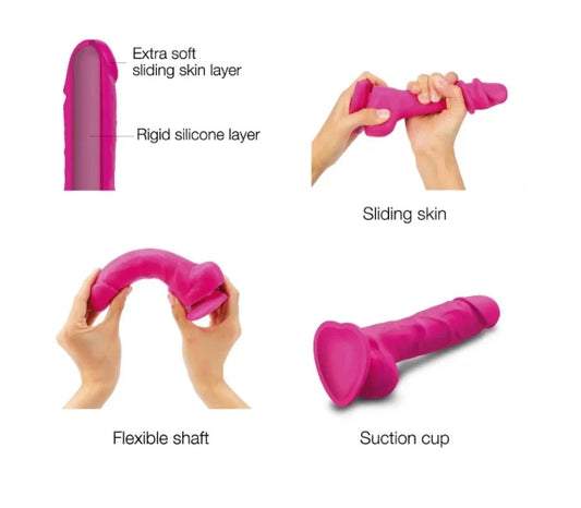 STRAP-ON-ME SLIDING SKIN REALISTIC DILDO FUCHSIA S