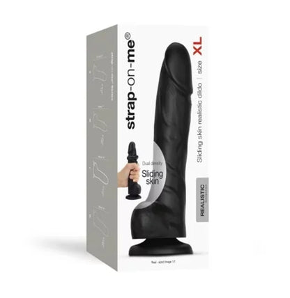 STRAP-ON-ME SLIDING SKIN REALISTIC DILDO BLACK- XL