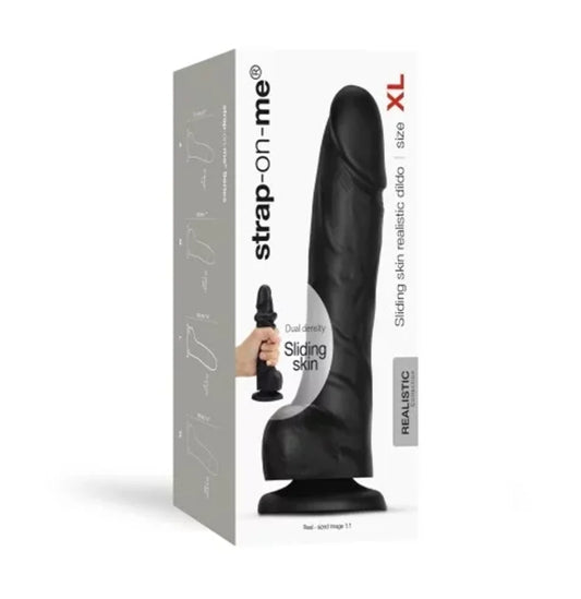 STRAP-ON-ME SLIDING SKIN REALISTIC DILDO BLACK- XL