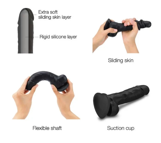 STRAP-ON-ME SLIDING SKIN REALISTIC DILDO BLACK L
