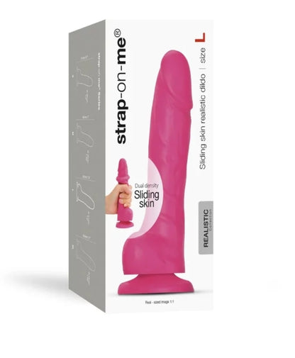 STRAP-ON-ME SLIDING SKIN REALISTIC DILDO FUCHSIA - L