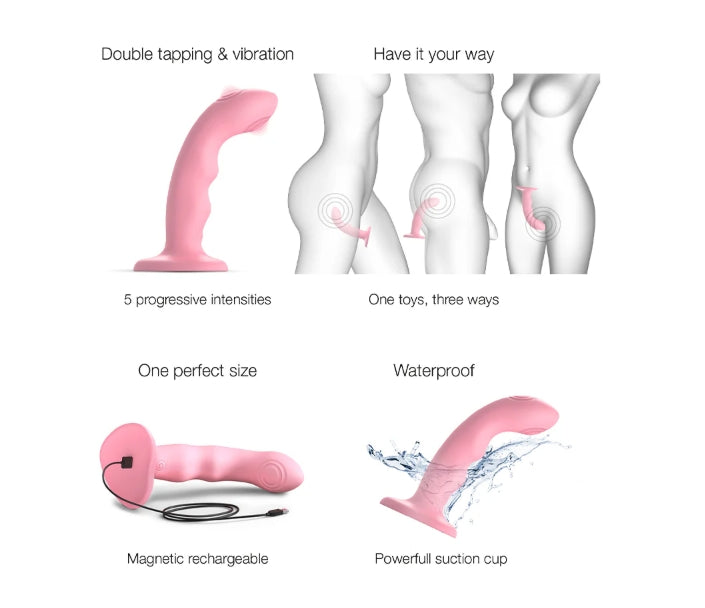 STRAP-ON-ME TAPPING DILDO WAVE - CORAL PINK