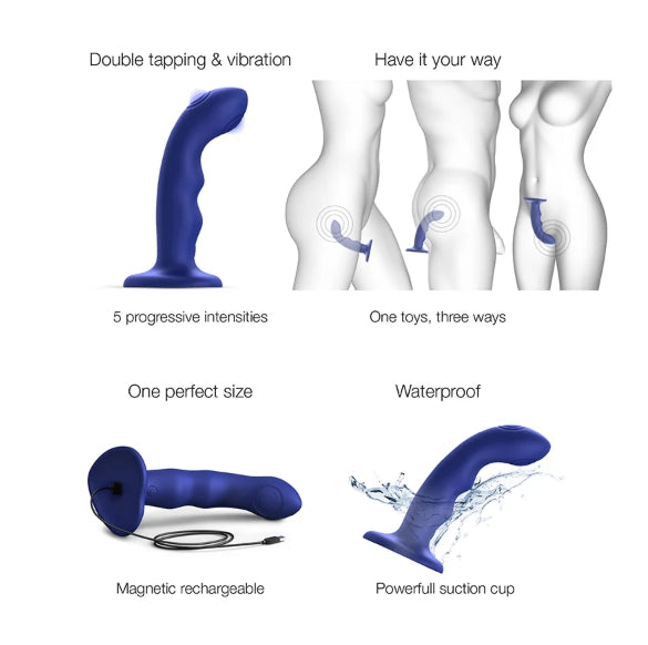 STRAP-ON-ME TAPPING DILDO WAVE - NIGHT BLUE