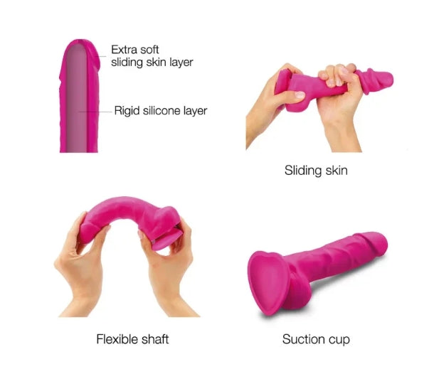 STRAP-ON-ME SLIDING SKIN REALISTIC DILDO FUCHSIA M