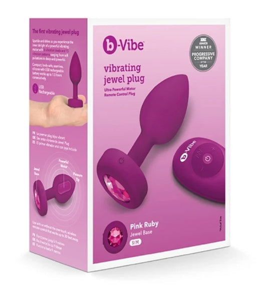 b-Vibe VIBRATING JEWEL PLUG | S/M | FUCHSIA