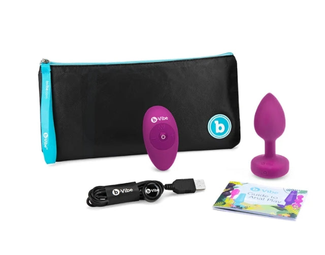 b-Vibe VIBRATING JEWEL PLUG | S/M | FUCHSIA