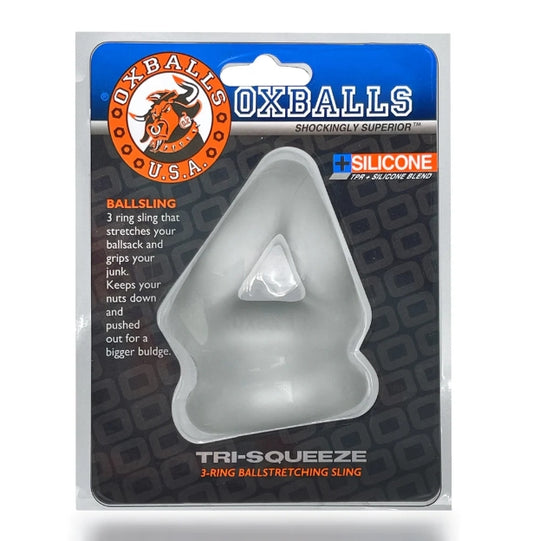 OXBALLS TRI-SQUEEZE, cocksling & ballstretcher - CLEAR ICE