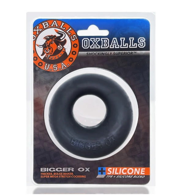 OXBALLS BIGGER OX, thicker bulge maker super mega-stretch cockring - BLACK ICE