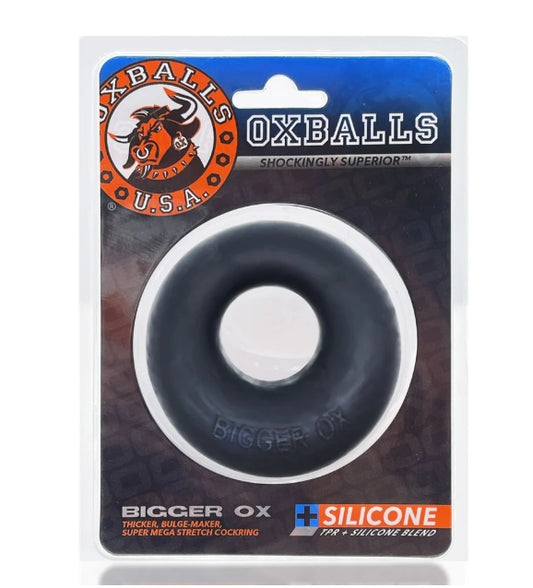 OXBALLS BIGGER OX, thicker bulge maker super mega-stretch cockring - BLACK ICE