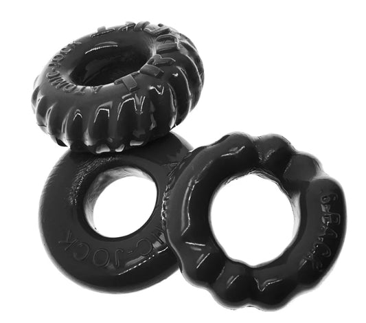 OXBALLS BONEMAKER 3-pack boner cockring kit - BLACK