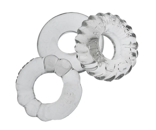 OXBALLS BONEMAKER 3-pack boner cockring kit - CLEAR
