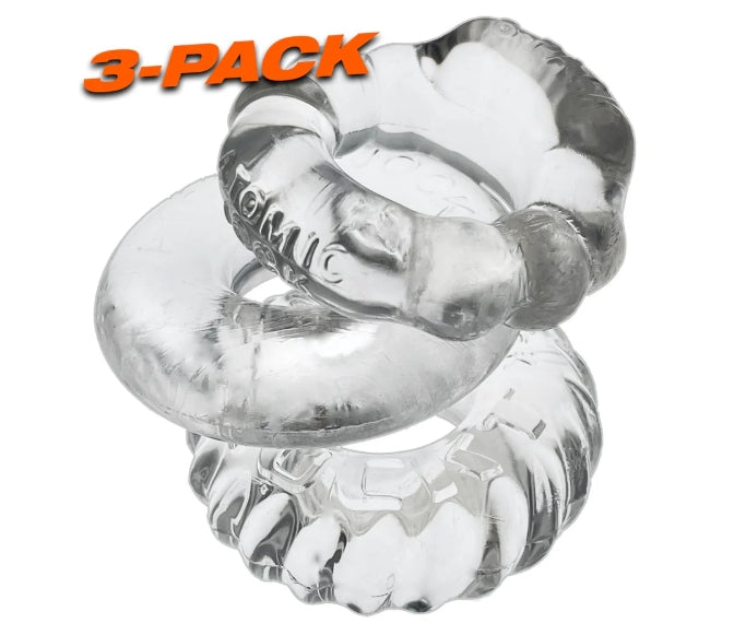 OXBALLS BONEMAKER 3-pack boner cockring kit - CLEAR