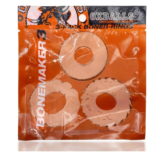 OXBALLS BONEMAKER 3-pack boner cockring kit - CLEAR