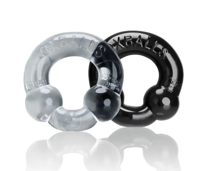 OXBALLS ULTRABALLS, 2-pack cockring - BLACK & CLEAR