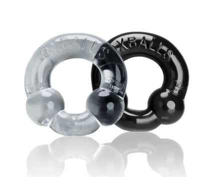 OXBALLS ULTRABALLS, 2-pack cockring - BLACK & CLEAR
