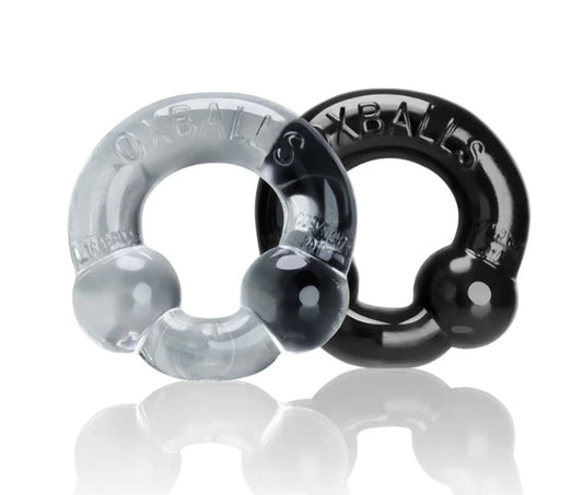 OXBALLS ULTRABALLS, 2-pack cockring - BLACK & CLEAR