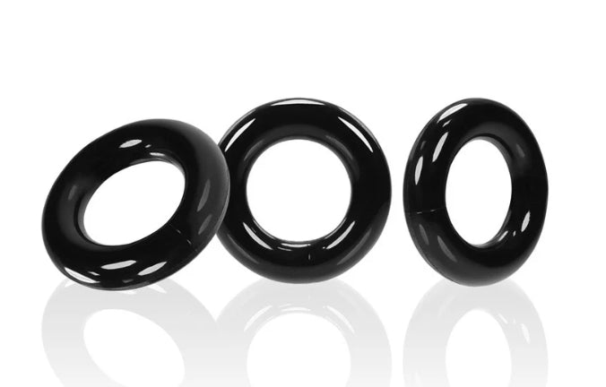 OXBALLS WILLY RINGS, 3-pack cockrings - BLACK