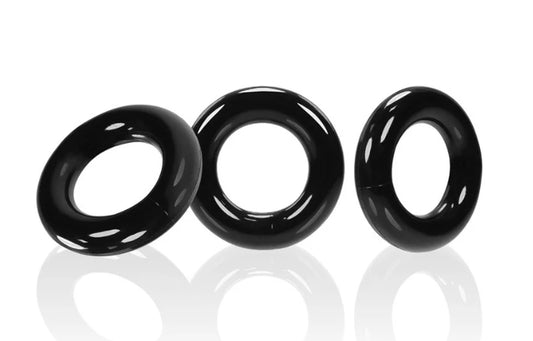 OXBALLS WILLY RINGS, 3-pack cockrings - BLACK