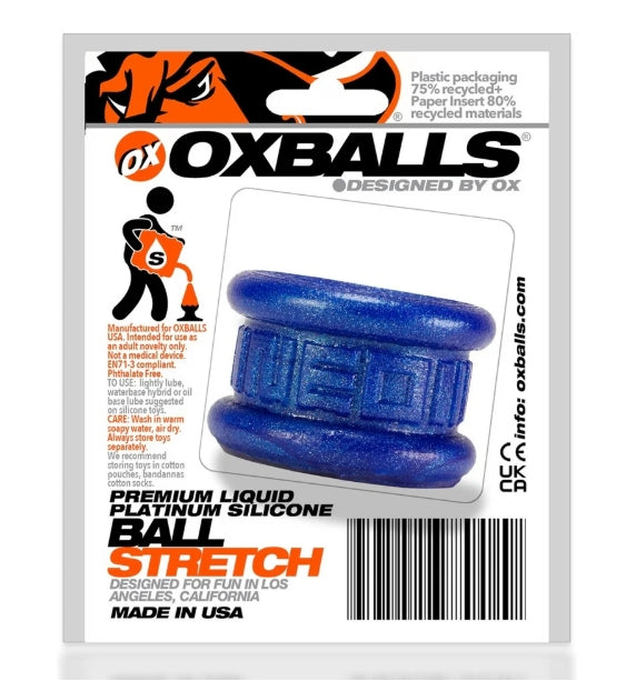 OXBALLS NEO SHORT, ballstretcher - BLUEBALLS METALLIC
